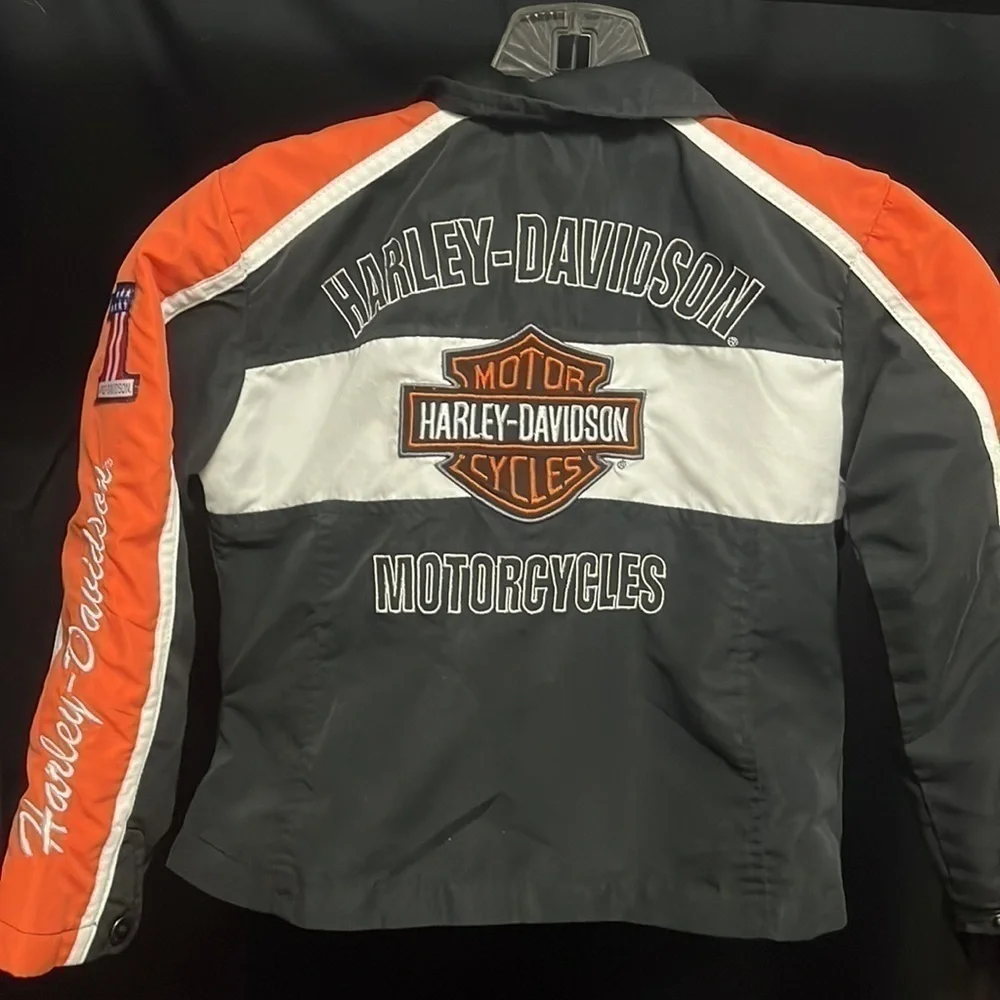 HARLEY Davidson- black and orange polyester full zip jacket